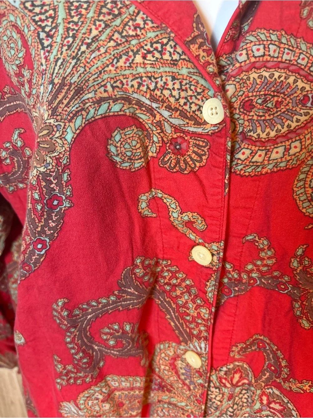 Lauren Ralph Lauren Red Paisley Cotton Modal Pajama Set Size L